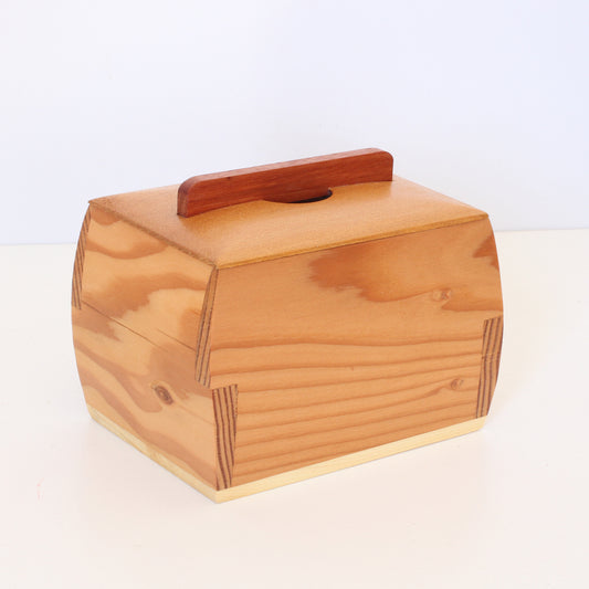 Handcrafted Wooden Keepsake Curved Box - Australian Timbers: Oregon, Myrtle, Cherry, Huon Pine