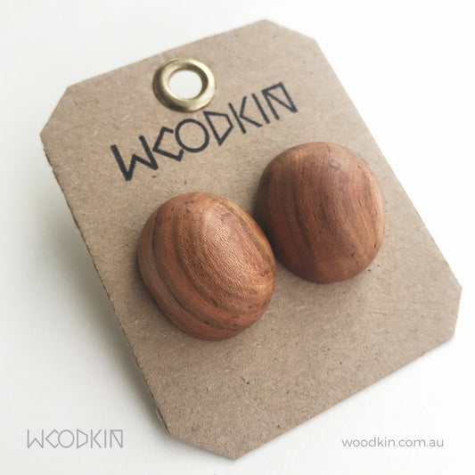 Natural Wooden Earrings - Plum