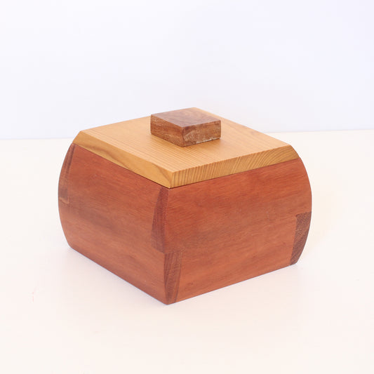 Handcrafted Wooden Keepsake Curved Square Box - Australian Timbers: Sassafras, Myrtle, Cedar