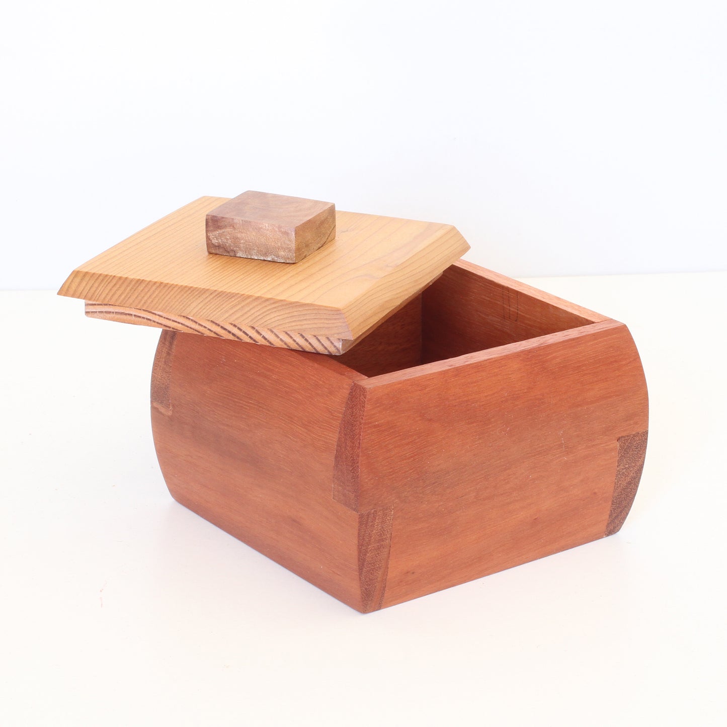 Handcrafted Wooden Keepsake Curved Square Box - Australian Timbers: Sassafras, Myrtle, Cedar