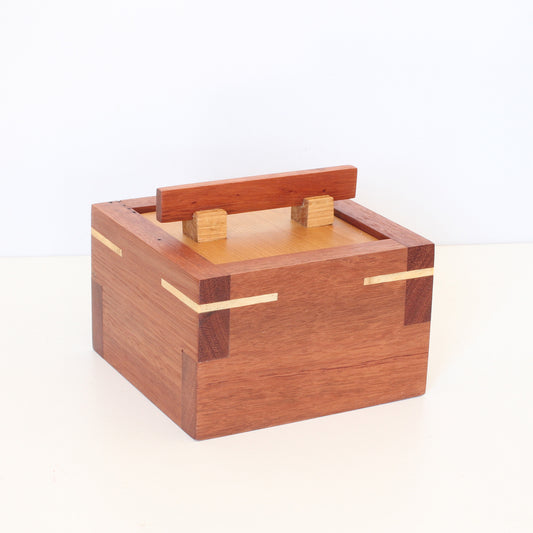 Handcrafted Wooden Keepsake Square Box - Australian Timbers: Myrtle & Oak