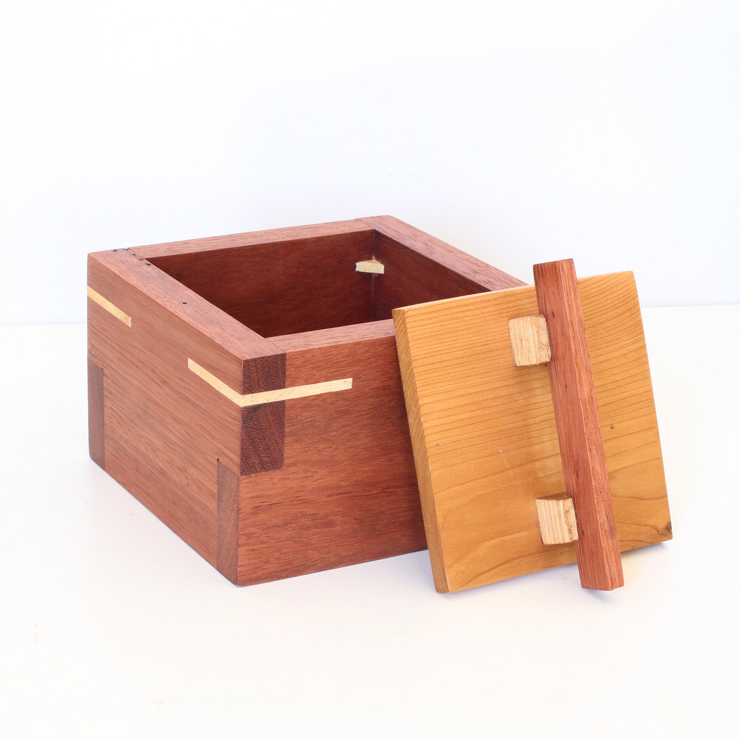 Handcrafted Wooden Keepsake Square Box - Australian Timbers: Myrtle & Oak