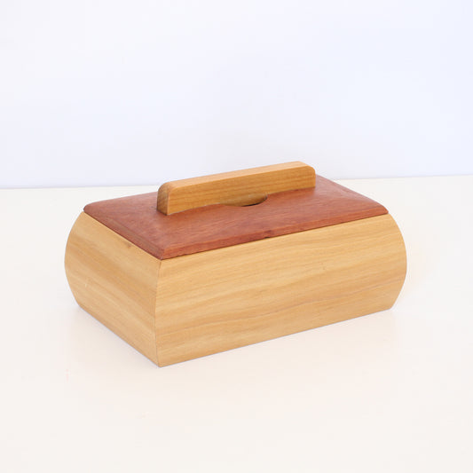 Handcrafted Wooden Keepsake Curved sided Box - Australian Timbers: Myrtle & Cherry