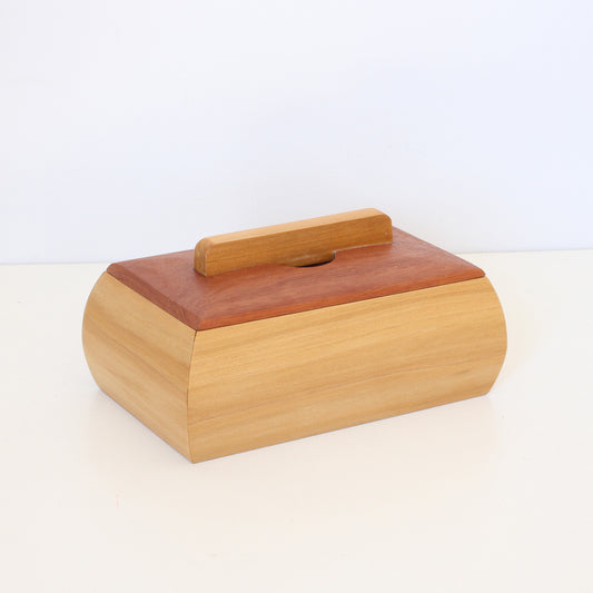 Handcrafted Wooden Keepsake Curved sided Box - Australian Timbers: Myrtle & Cherry