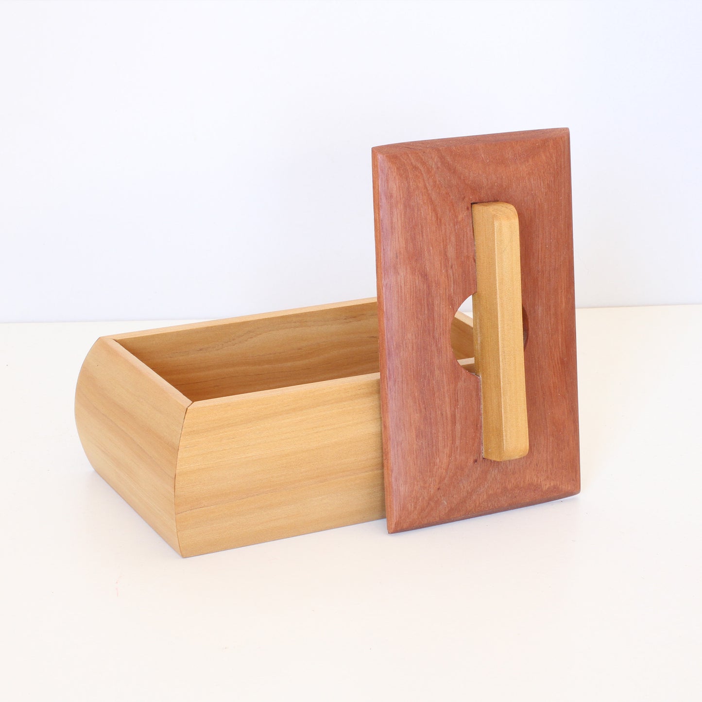 Handcrafted Wooden Keepsake Curved sided Box - Australian Timbers: Myrtle & Cherry