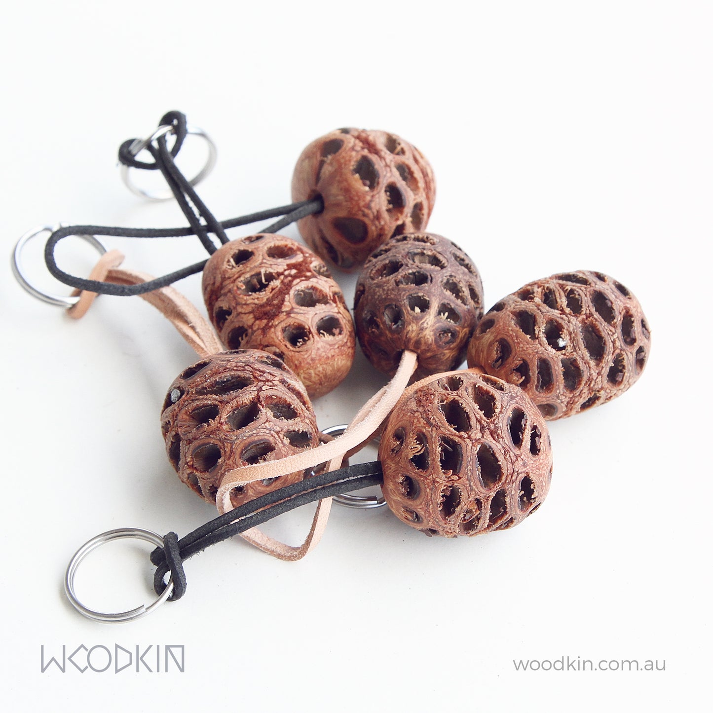 Banksia Pod Keyring on leather chord - Australian Gift