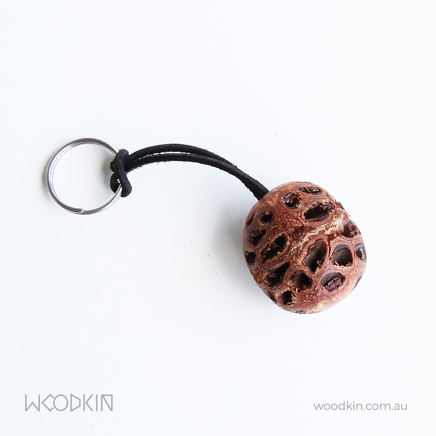 Banksia Pod Keyring on leather chord - Australian Gift